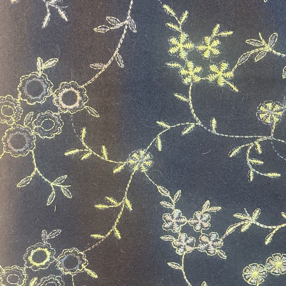 Etcetera A-Line Wool Blend Skirt Womens Sz 10Black/Green Floral Embroidered Felt - Picture 3 of 7